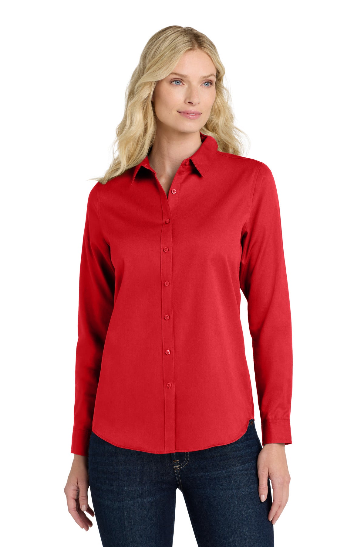 Port Authority Women's Long Sleeve SuperPro ReactTwill Shirt. LW808 - Rich Red