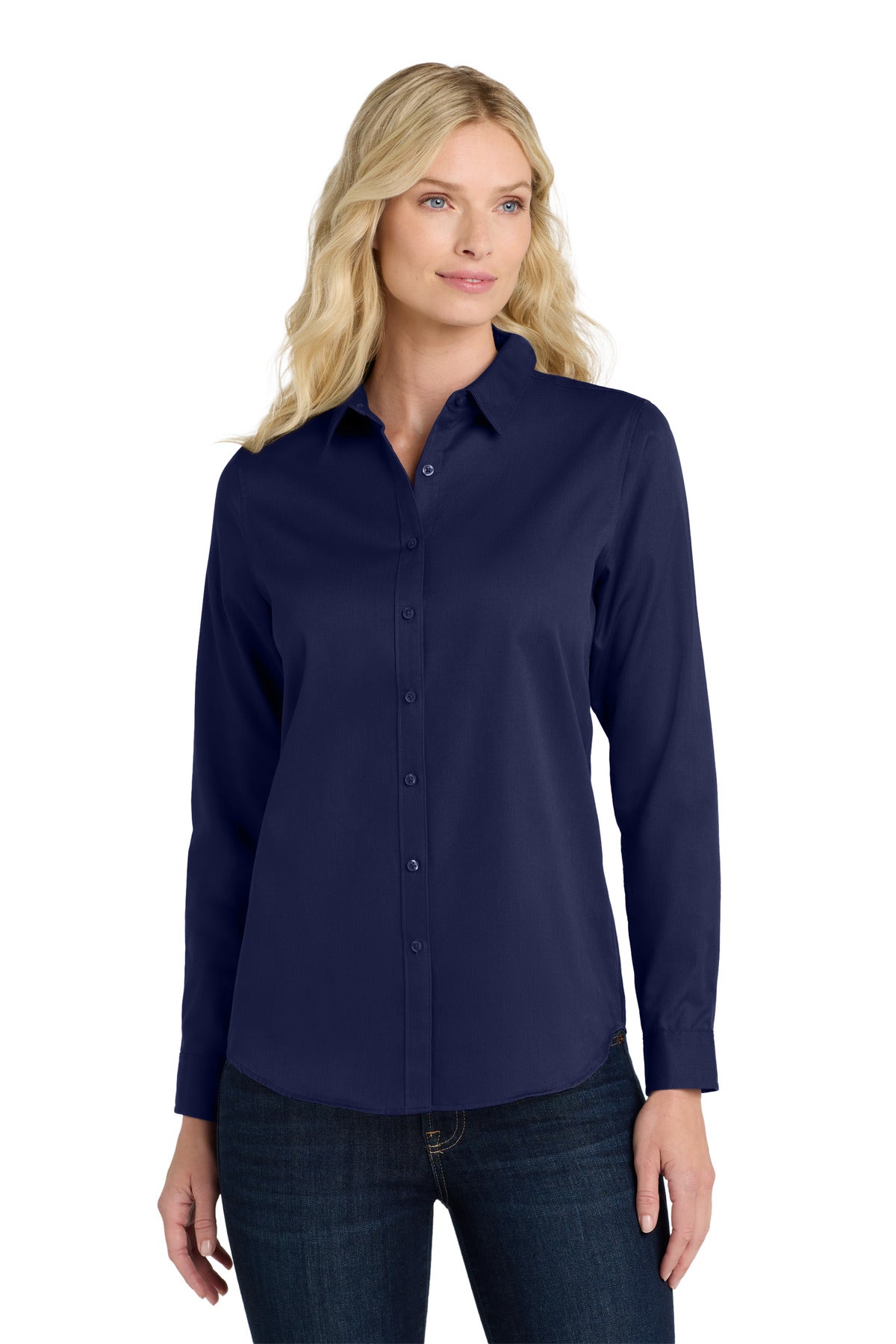 Port Authority Women's Long Sleeve SuperPro ReactTwill Shirt. LW808 - True Navy