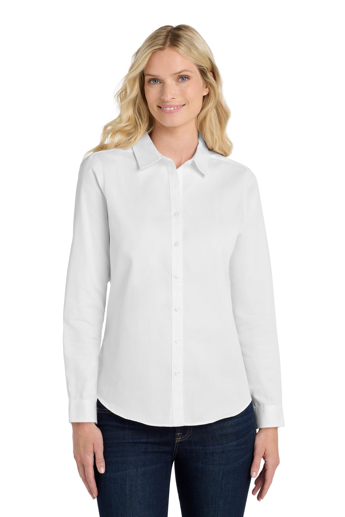 Port Authority Women's Long Sleeve SuperPro ReactTwill Shirt. LW808 - White