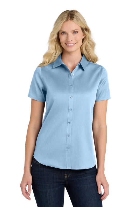 Port Authority Women's Short Sleeve SuperPro ReactTwill Shirt. LW809 - Cloud Blue