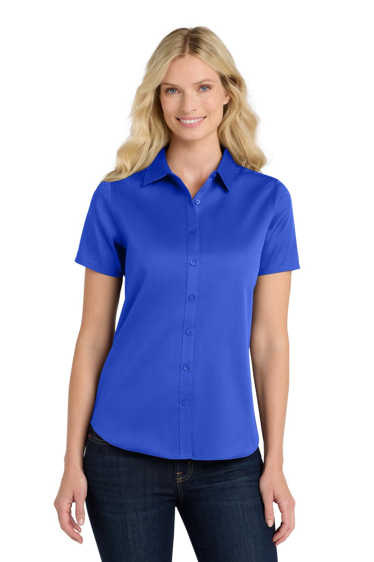 Port Authority Women's Short Sleeve SuperPro ReactTwill Shirt. LW809 - True Royal