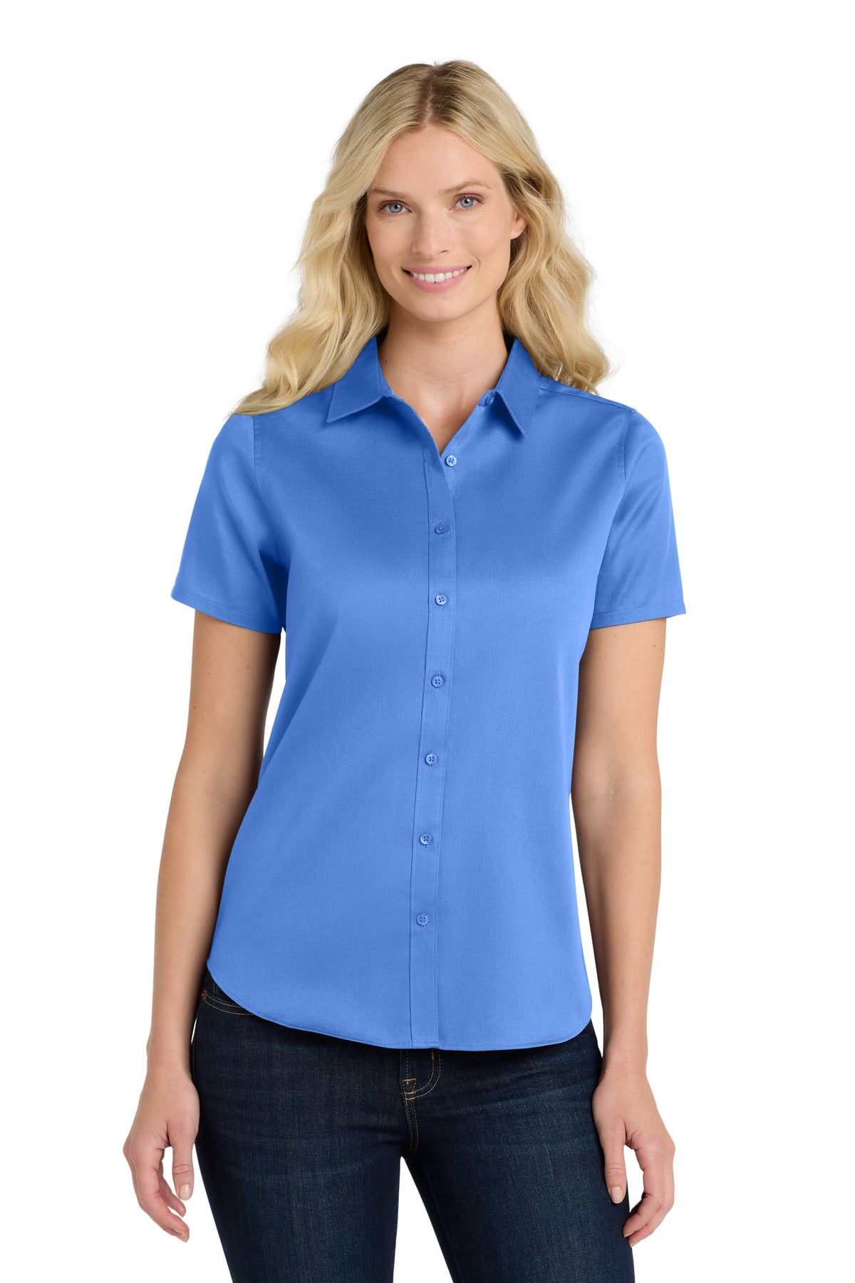Port Authority Women's Short Sleeve SuperPro ReactTwill Shirt. LW809 - Ultramarine Blue