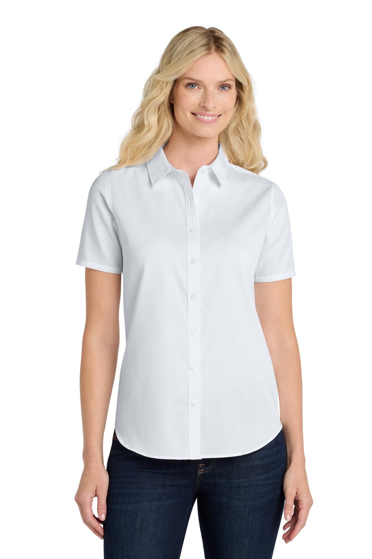 Port Authority Women's Short Sleeve SuperPro ReactTwill Shirt. LW809 - White
