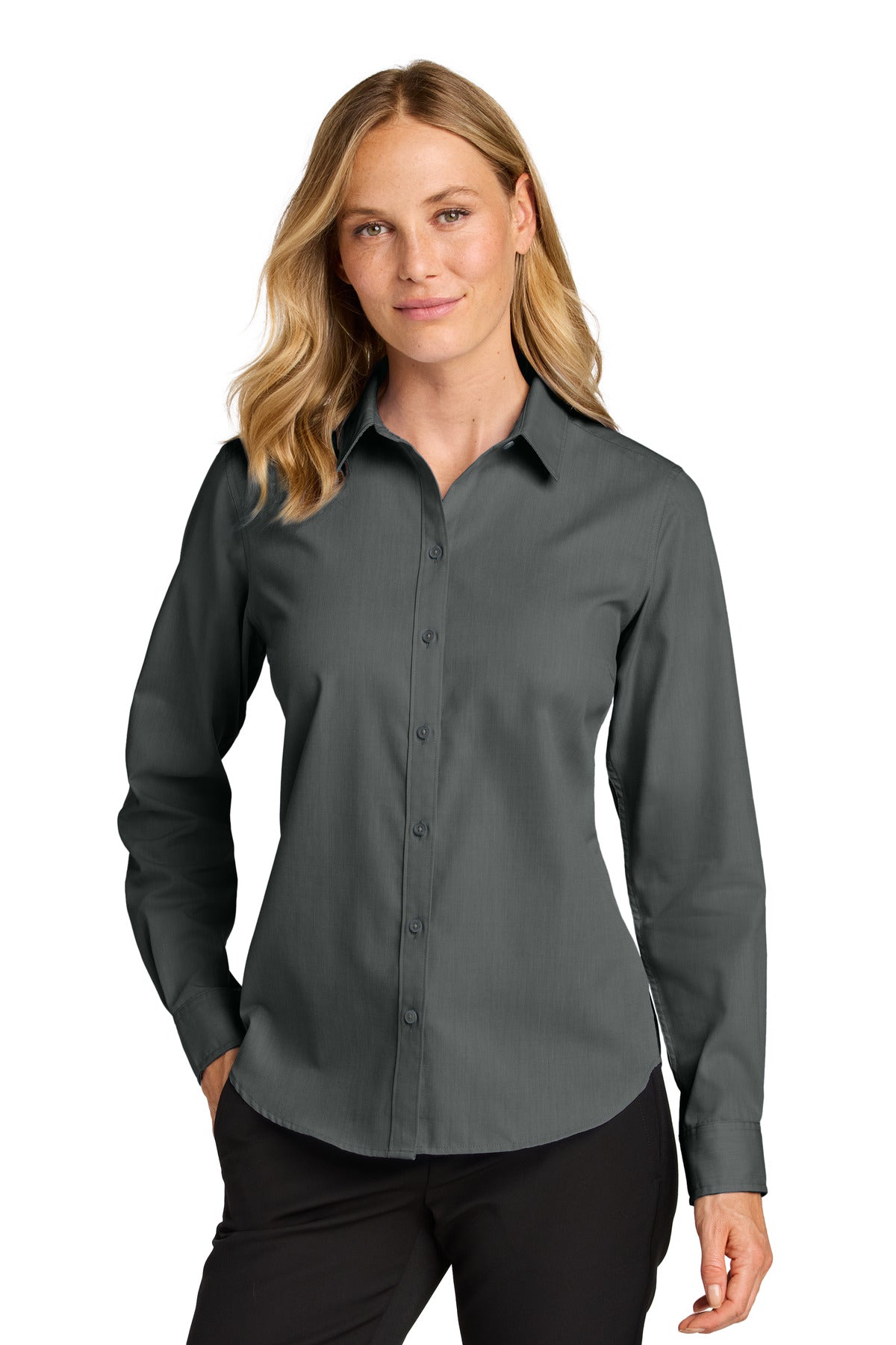 Port Authority Women's Long Sleeve Nailhead Easy Care Shirt LW816 - Deep Black