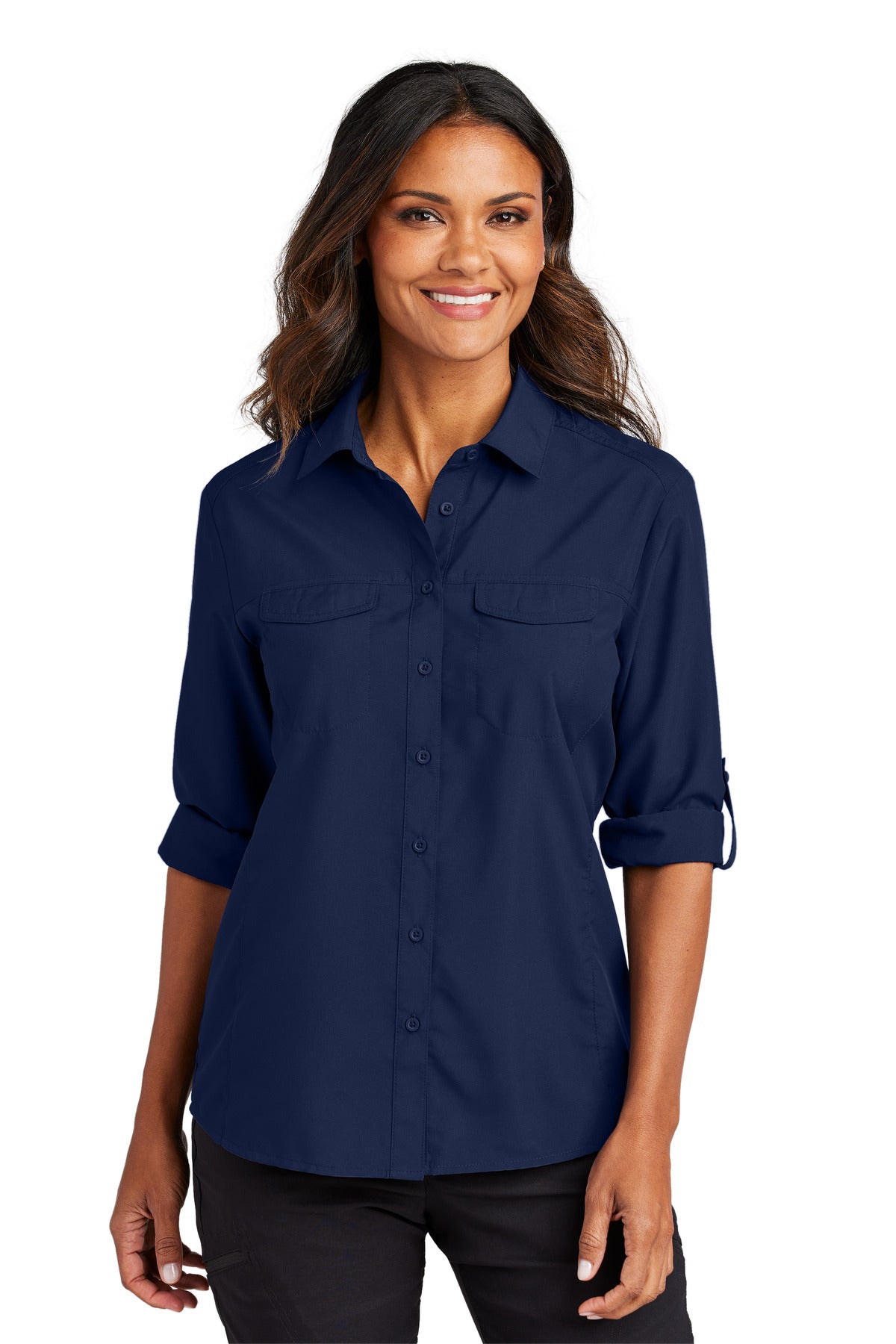Port Authority Women's Long Sleeve UV Daybreak Shirt LW960 - True Navy