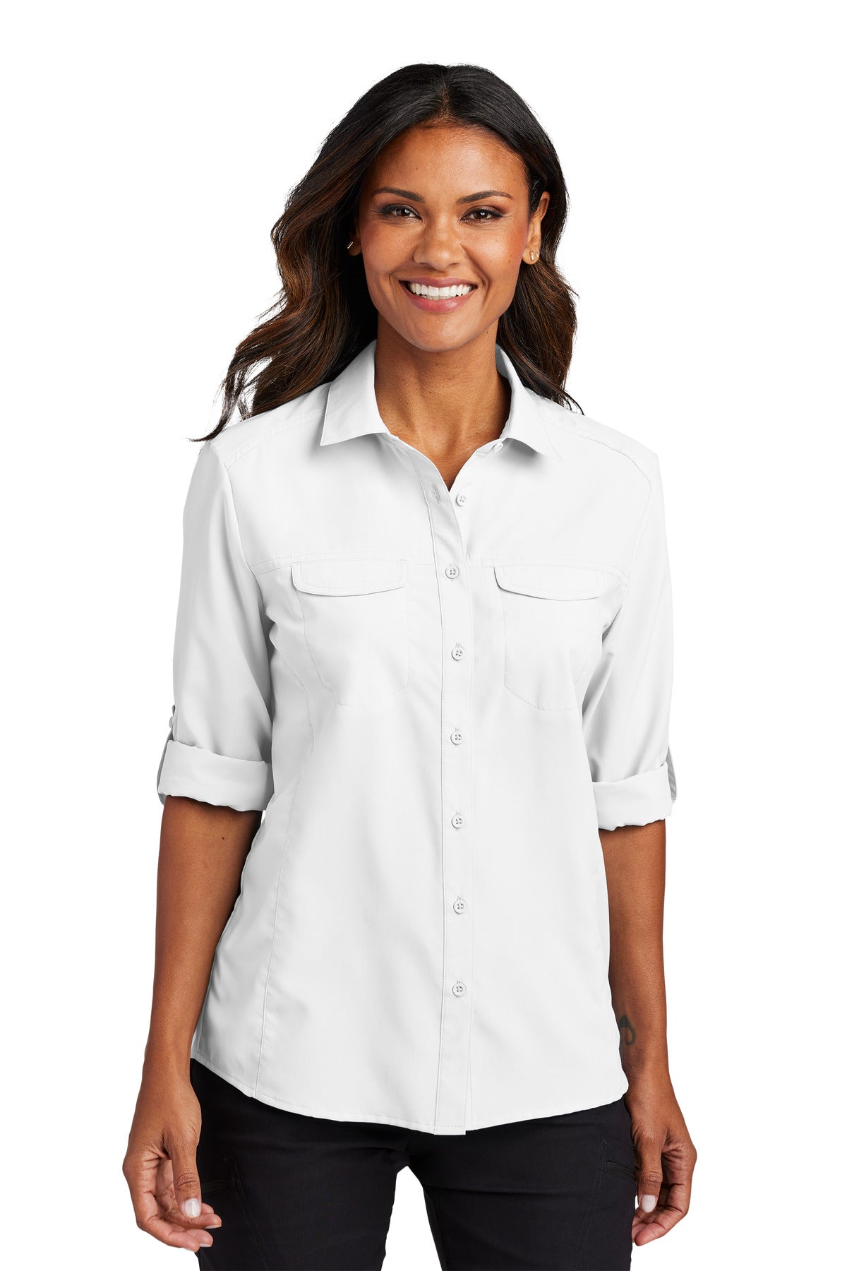 Port Authority Women's Long Sleeve UV Daybreak Shirt LW960 - White