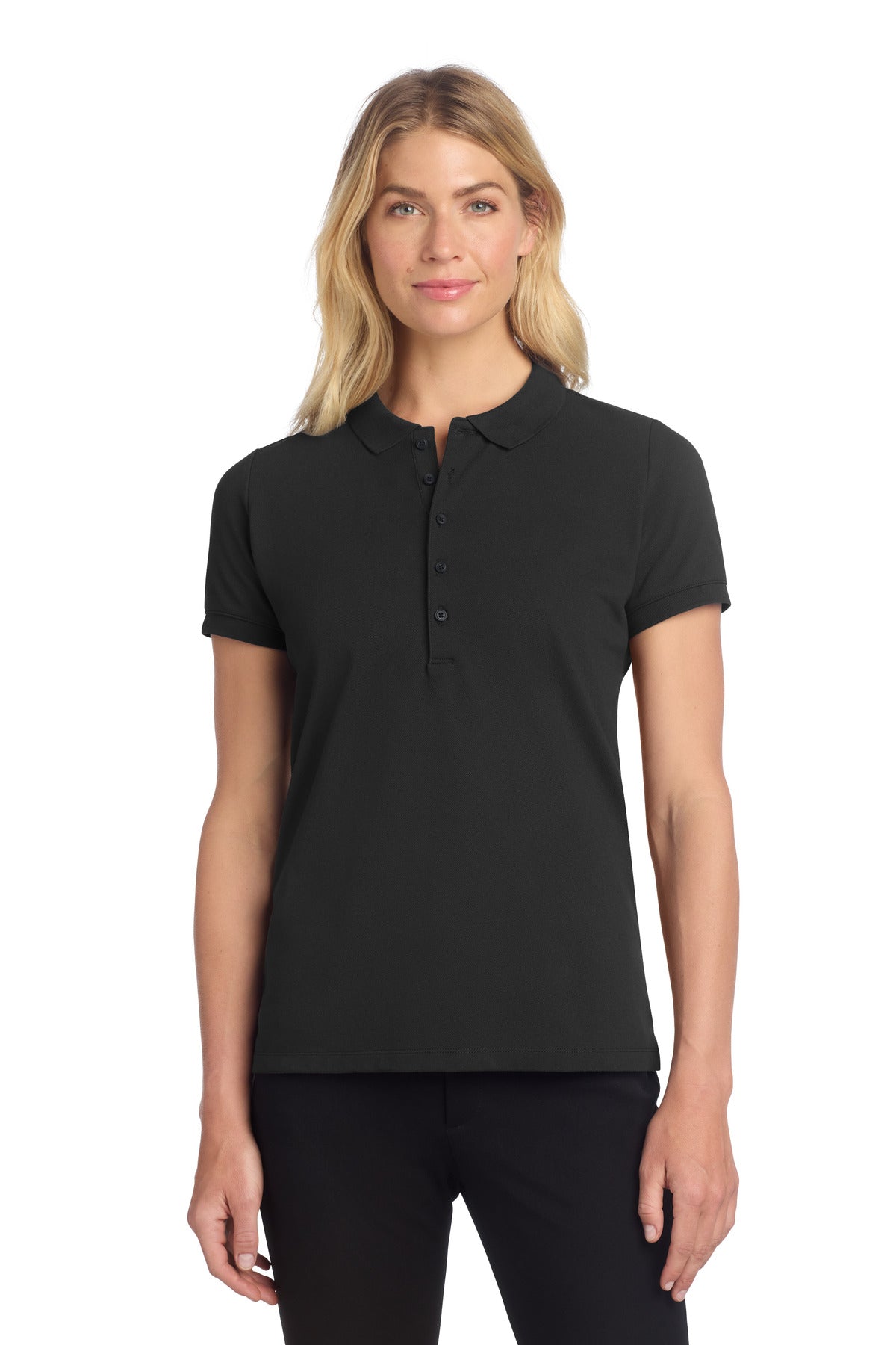Mercer+Mettle Women's Stretch Heavyweight Pique Polo MM1001 - Deep Black
