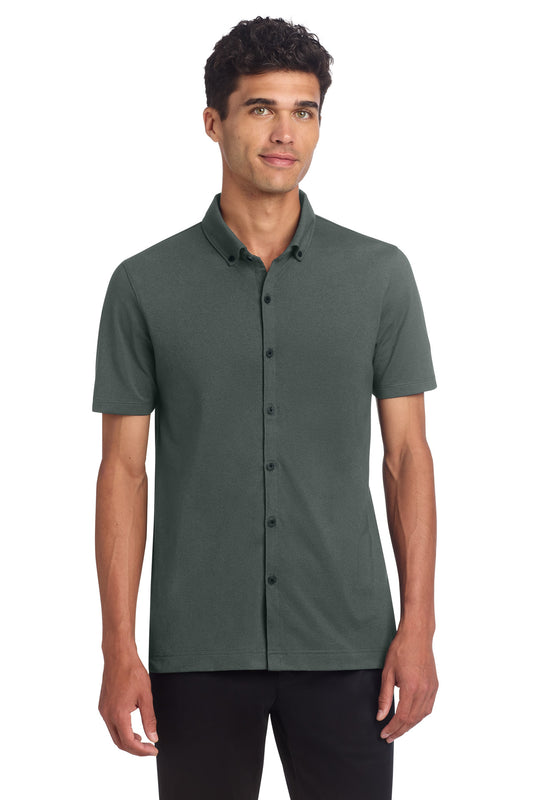Mercer+Mettle Stretch Pique Full-Button Polo MM1006 - Anchor Grey