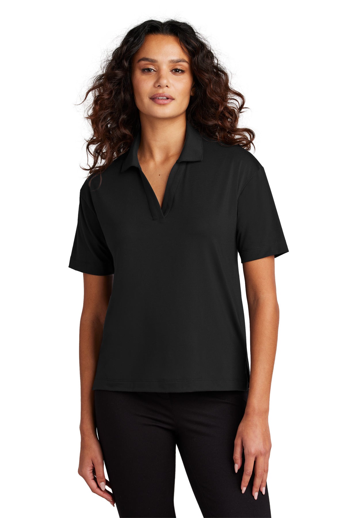 Mercer+Mettle Women's Stretch Jersey Polo MM1015 - Deep Black