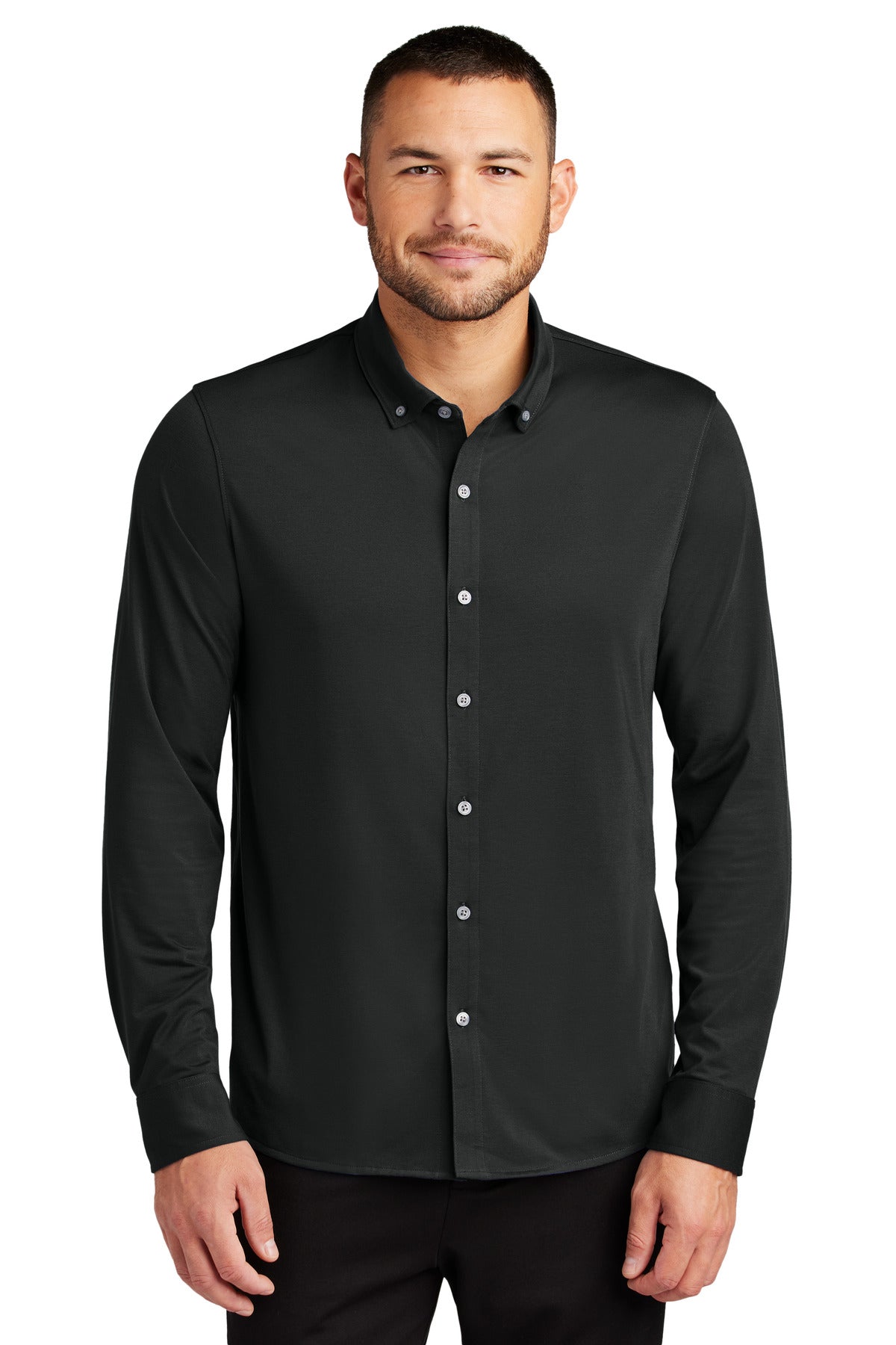 Mercer+Mettle Stretch Jersey Long Sleeve Shirt MM1018 - Deep Black