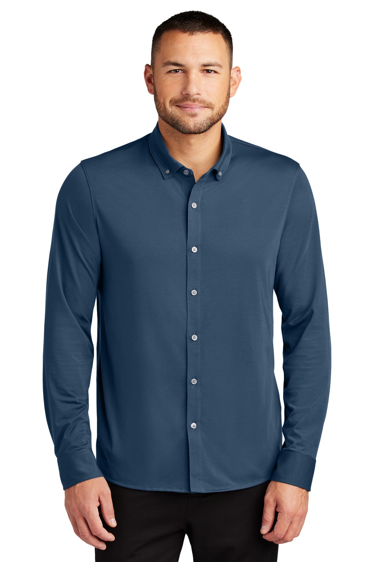 Mercer+Mettle Stretch Jersey Long Sleeve Shirt MM1018 - Insignia Blue