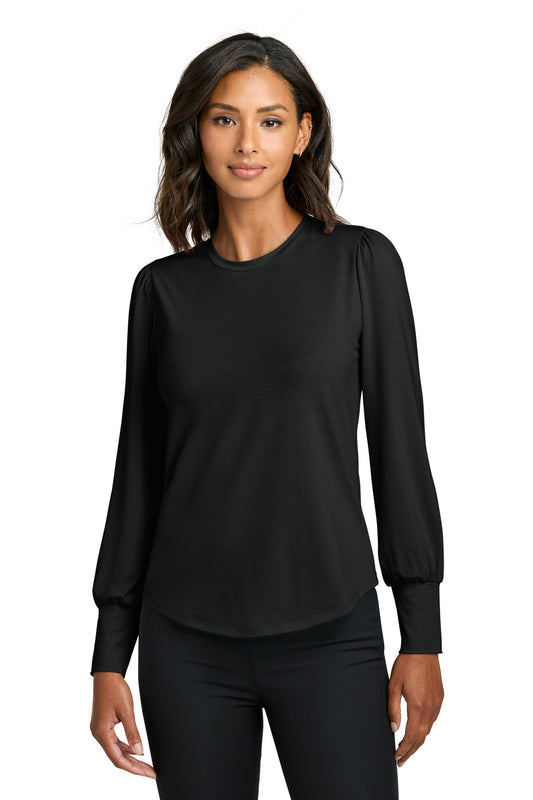 Mercer+Mettle Women's Stretch Jersey Long Sleeve Blouson Top MM1019 - Deep Black