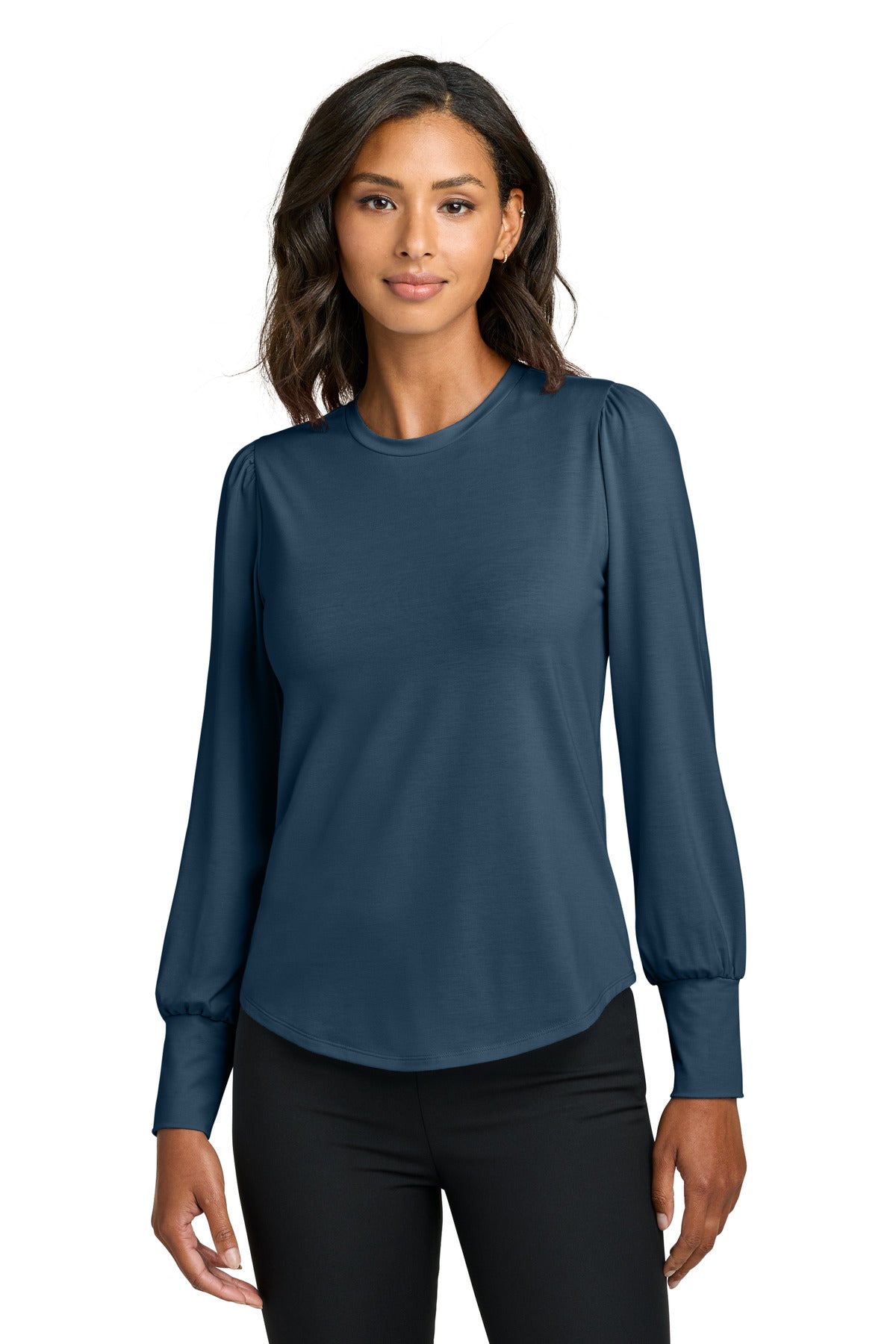 Mercer+Mettle Women's Stretch Jersey Long Sleeve Blouson Top MM1019 - Insignia Blue