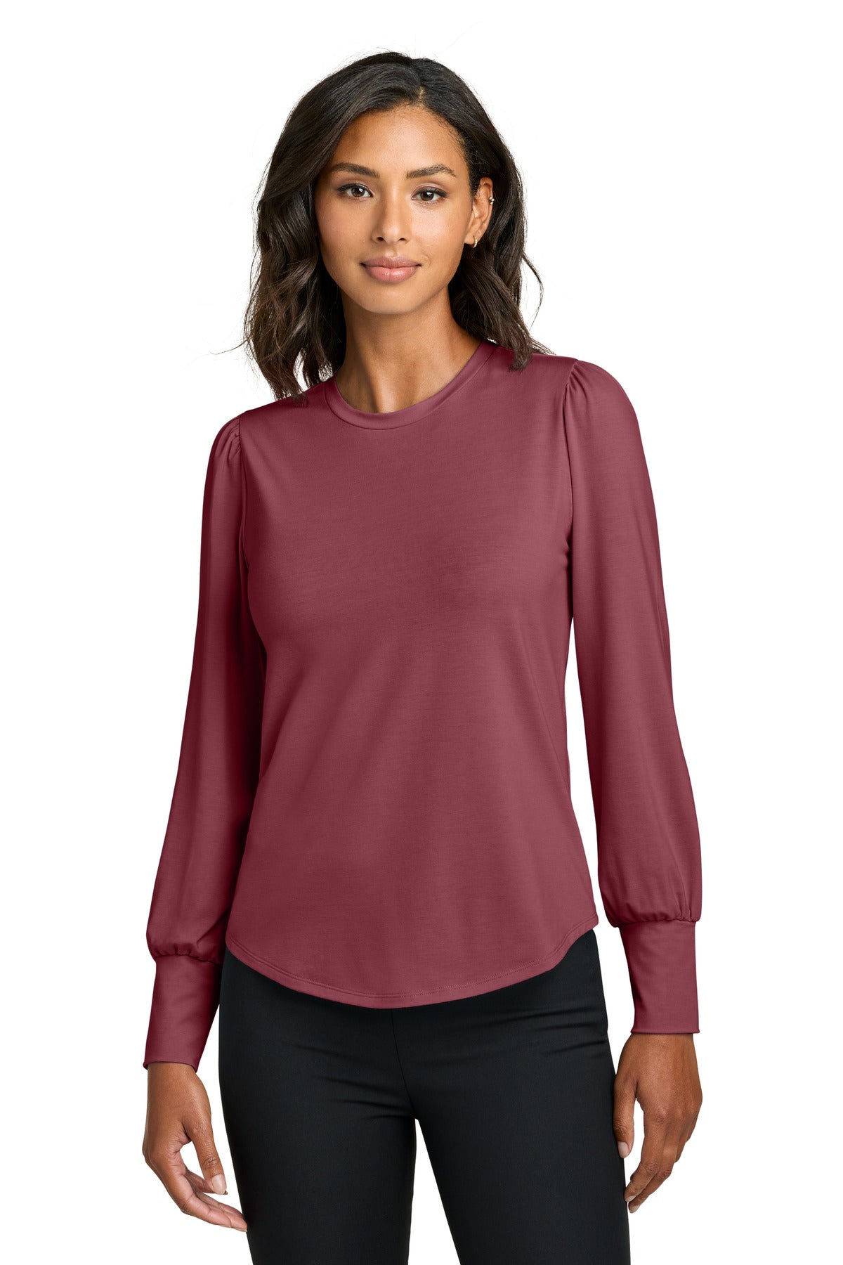 Mercer+Mettle Women's Stretch Jersey Long Sleeve Blouson Top MM1019 - Rosewood