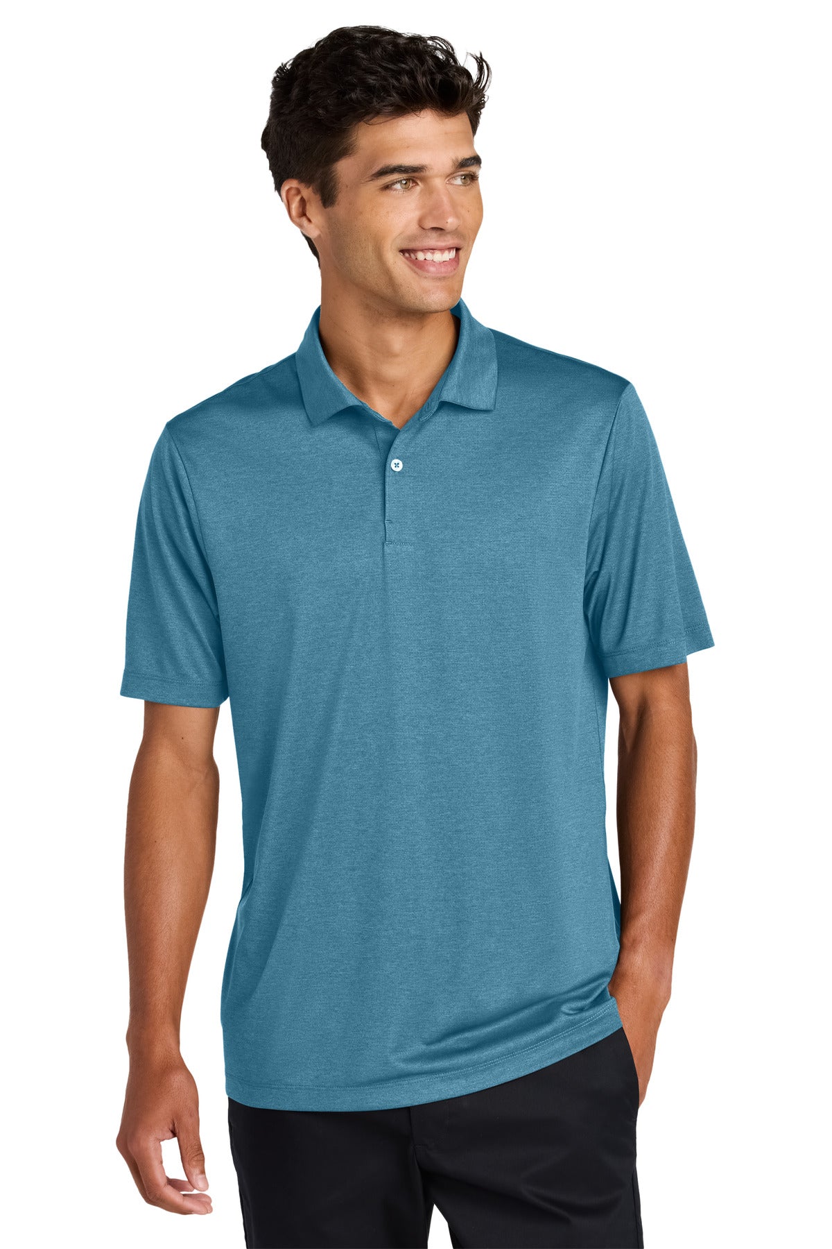 Mercer+Mettle Recharge Jersey Polo MM1020 - Harbor Blue Heather