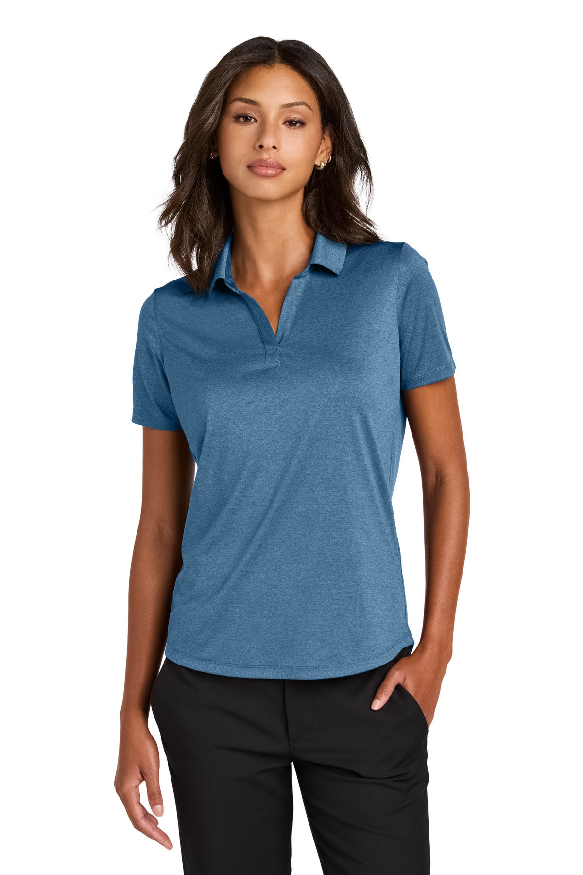 Mercer+Mettle Women's Recharge Jersey Polo MM1021 - Harbor Blue Heather
