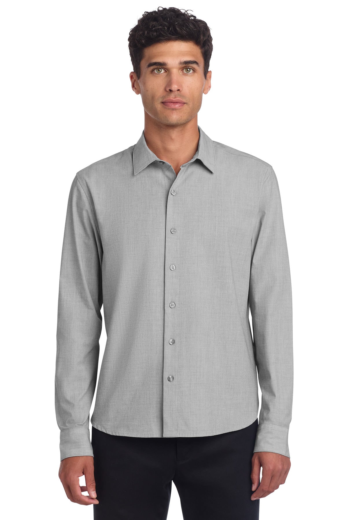 Mercer+Mettle Long Sleeve Stretch Woven Shirt MM2000 - Gusty Grey End On End