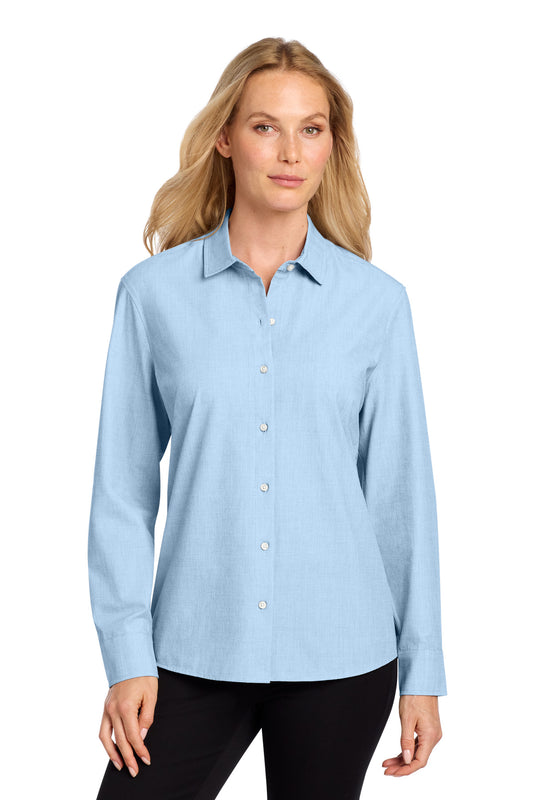 Mercer+Mettle Women's Long Sleeve Stretch Woven Shirt MM2001 - Air Blue End On End