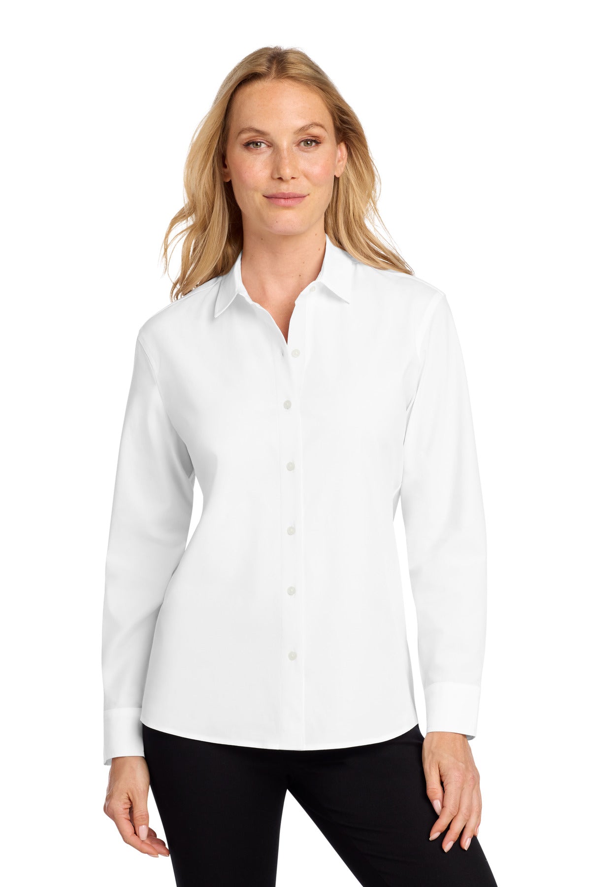 Mercer+Mettle Women's Long Sleeve Stretch Woven Shirt MM2001 - White