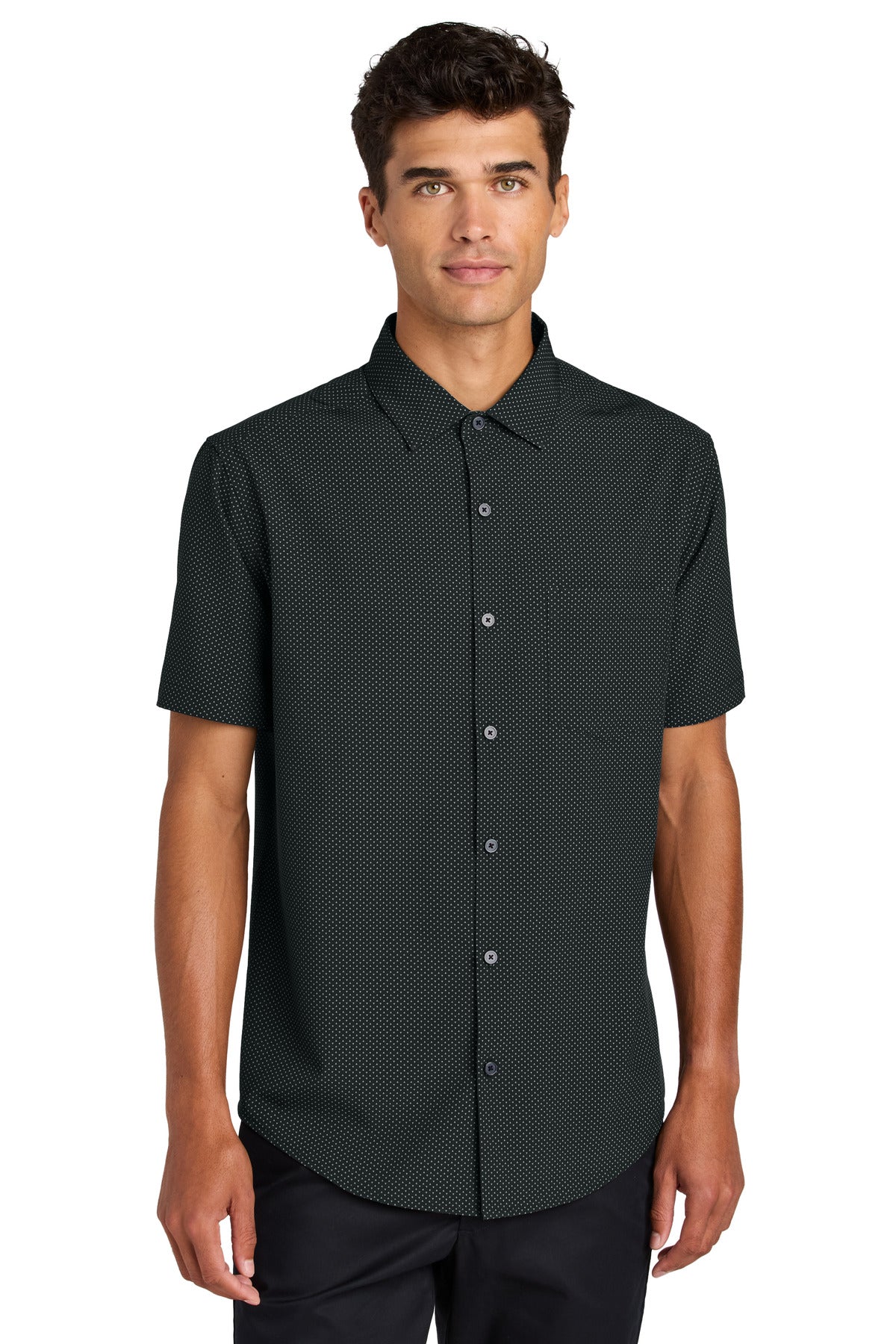 Mercer+Mettle Short Sleeve UV Capital Tech Shirt MM2006 - Deep Black Triangle Print