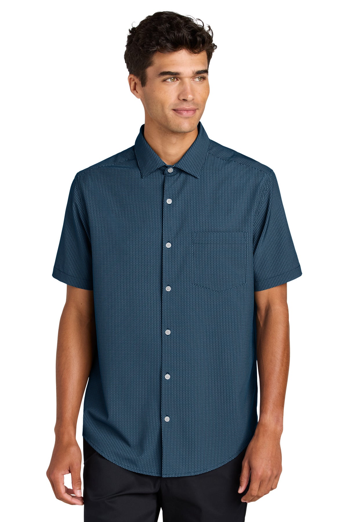 Mercer+Mettle Short Sleeve UV Capital Tech Shirt MM2006 - Night Navy Dash Print