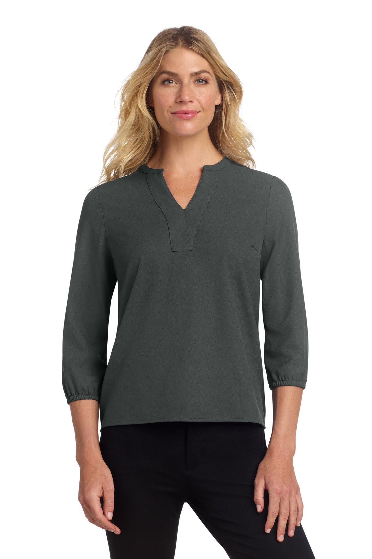 Mercer+Mettle Women's Stretch Crepe 3/4-Sleeve Blouse MM2011 - Anchor Grey