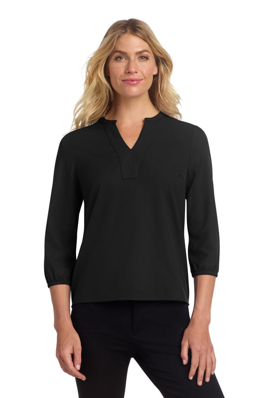 Mercer+Mettle Women's Stretch Crepe 3/4-Sleeve Blouse MM2011 - Deep Black