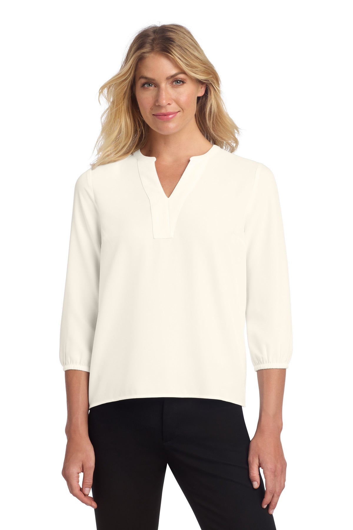 Mercer+Mettle Women's Stretch Crepe 3/4-Sleeve Blouse MM2011 - Ivory Chiffon