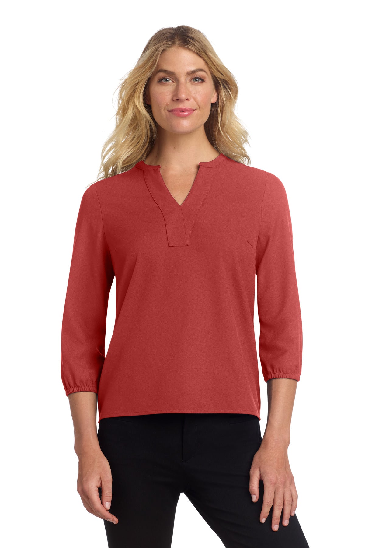 Mercer+Mettle Women's Stretch Crepe 3/4-Sleeve Blouse MM2011 - Terracotta