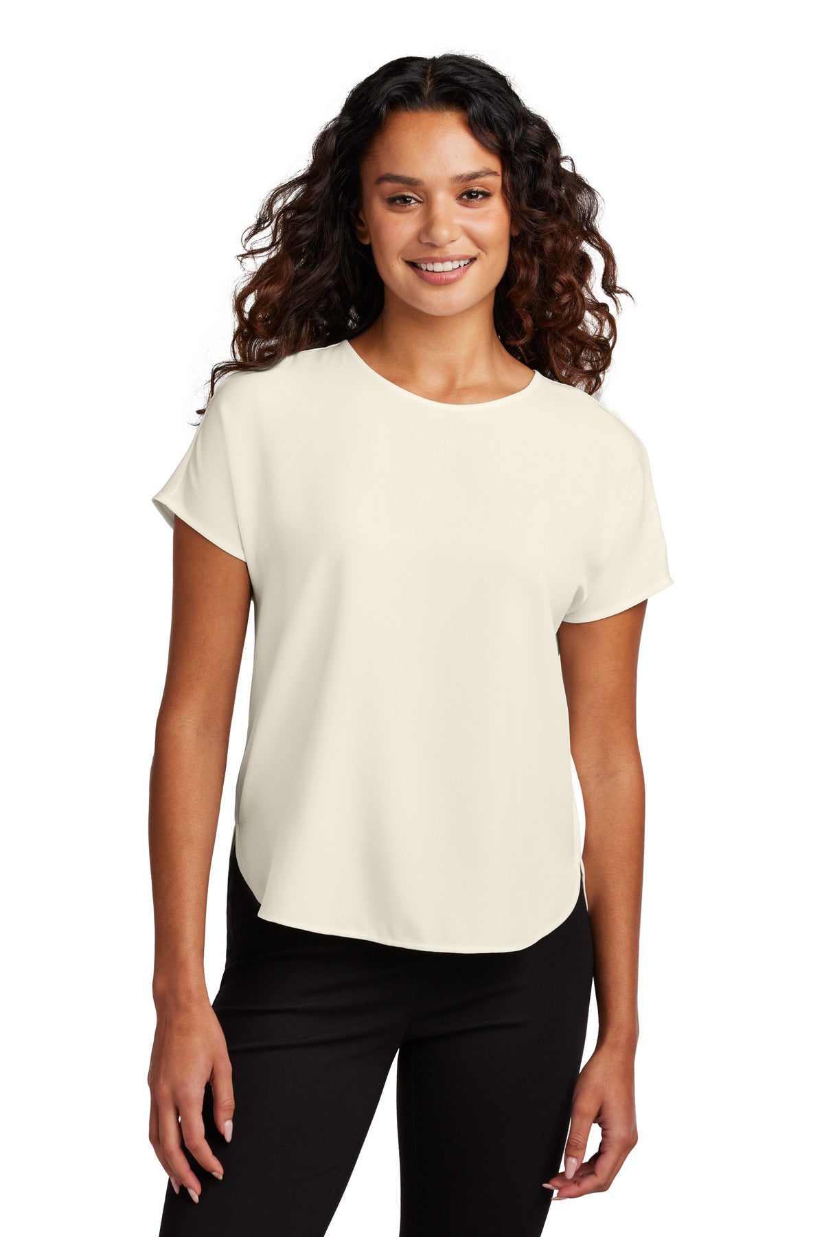 Mercer+Mettle Women's Stretch Crepe Crew MM2015 - Ivory Chiffon