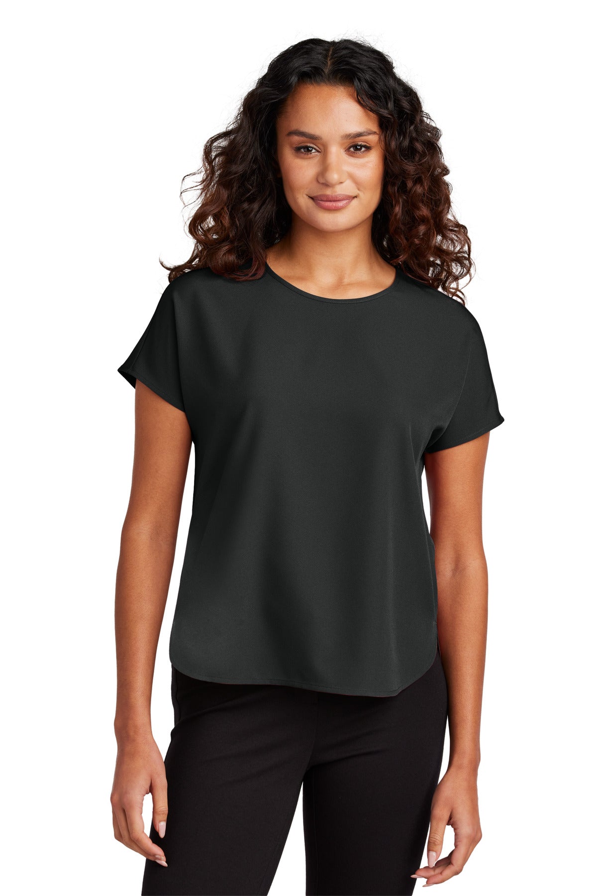 Mercer+Mettle Women's Stretch Crepe Crew MM2015 - Deep Black