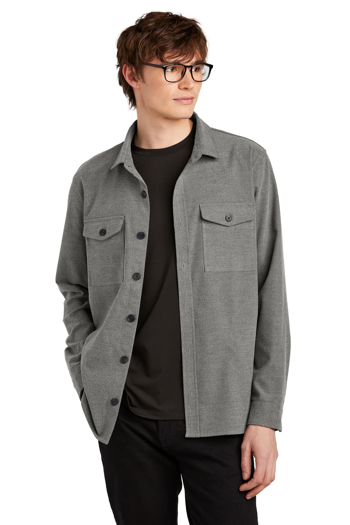 Mercer+Mettle Long Sleeve Twill Overshirt MM2020 - Light Anchor Grey Heather