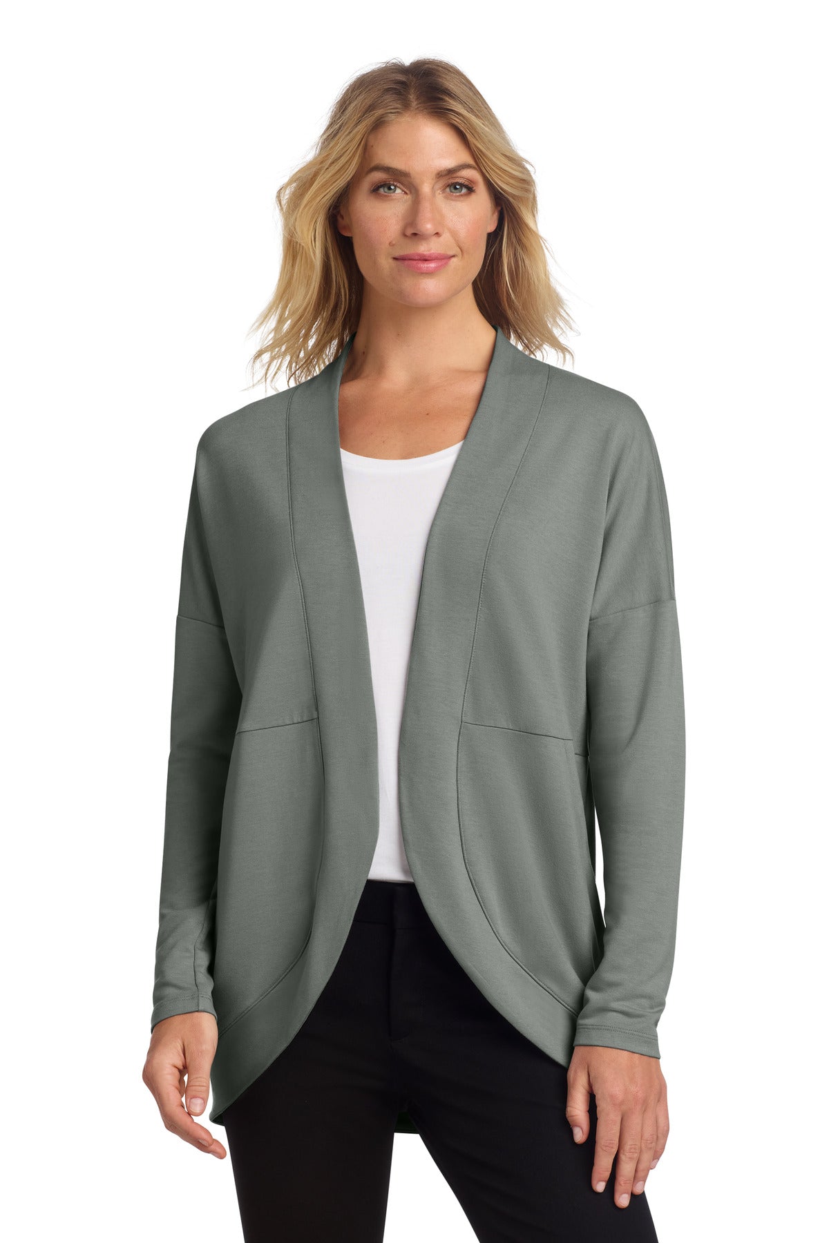 Mercer+Mettle Women's Stretch Open-Front Cardigan MM3015 - Gusty Grey