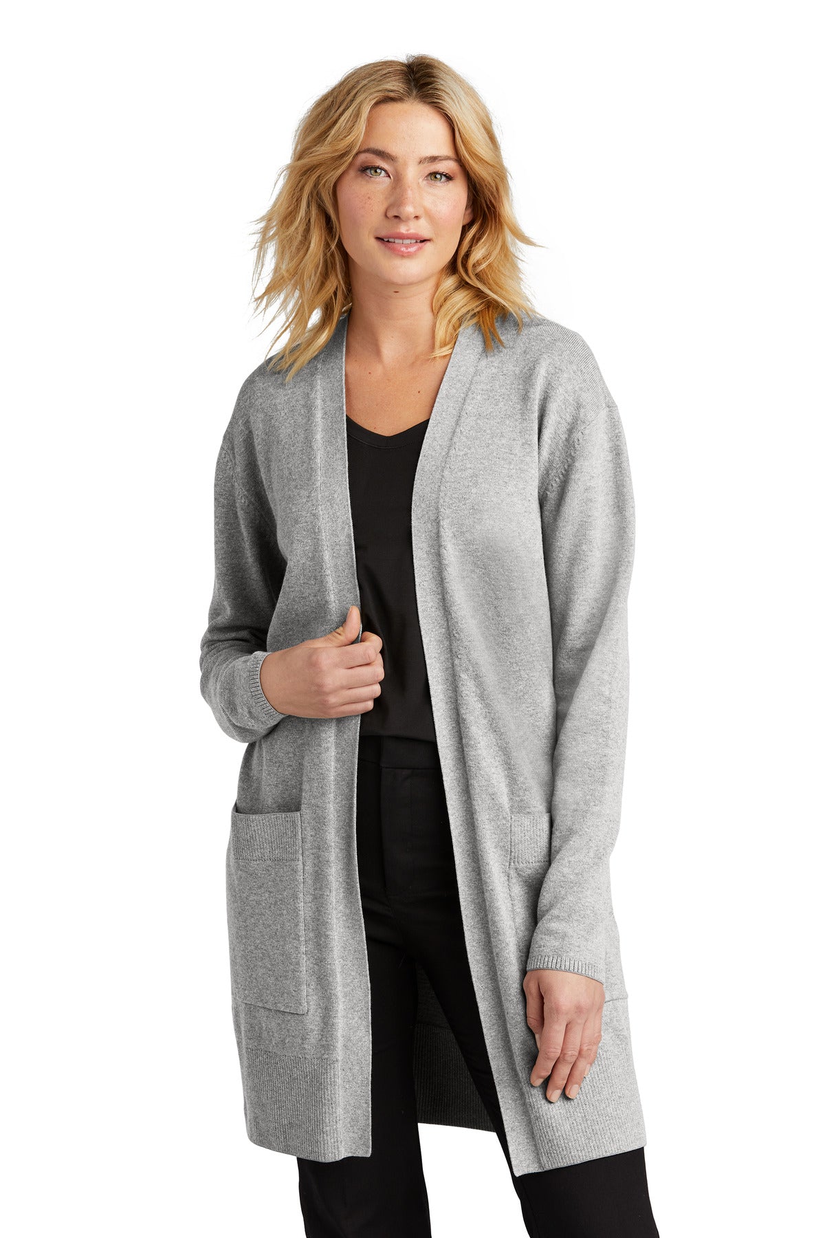 Mercer+Mettle Women's Open-Front Cardigan Sweater MM3023 - Gusty Grey Heather