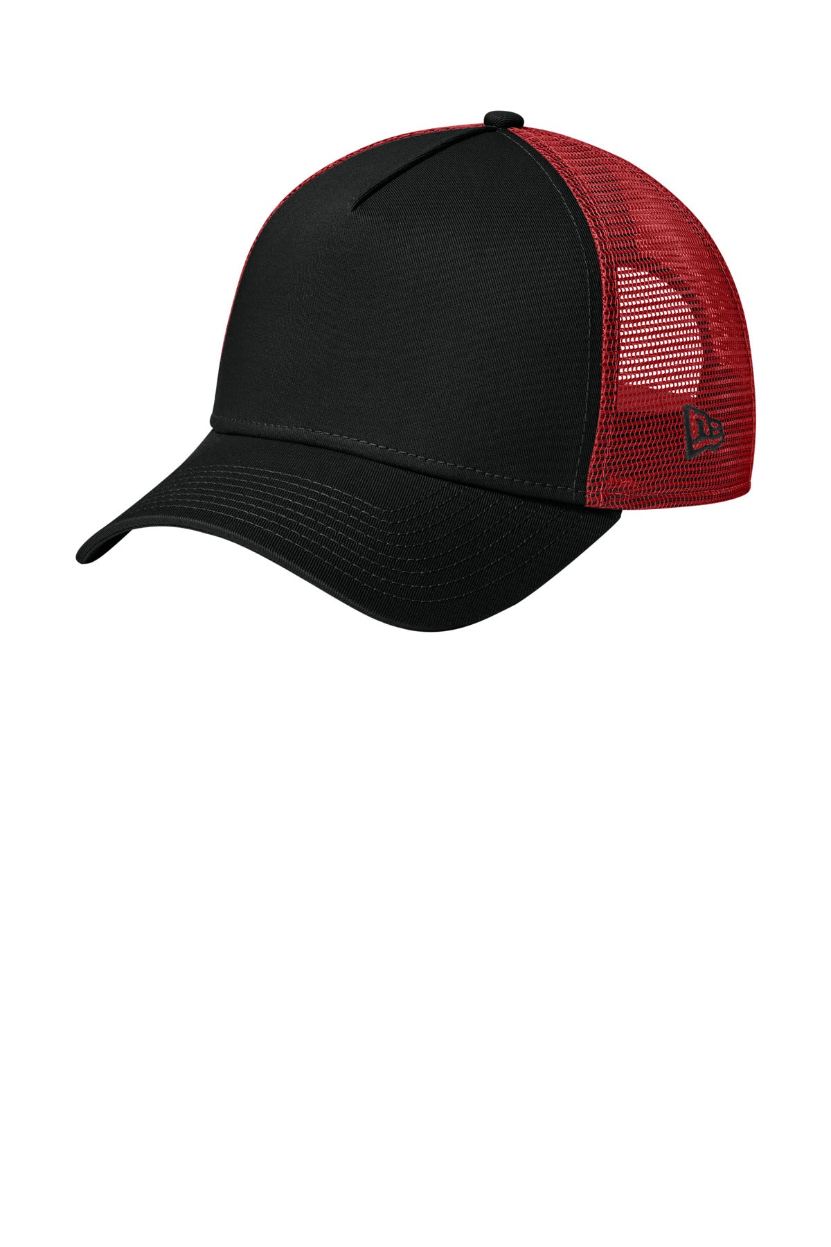 New Era Snapback Trucker Cap. NE205 - Flag Black/ Scarlet