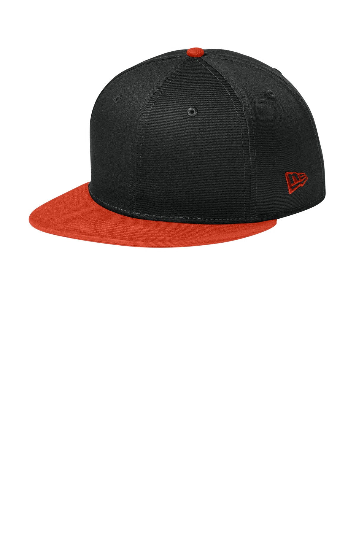 New Era - Flat Bill Snapback Cap. NE400 - Flag Black/ Team Orange