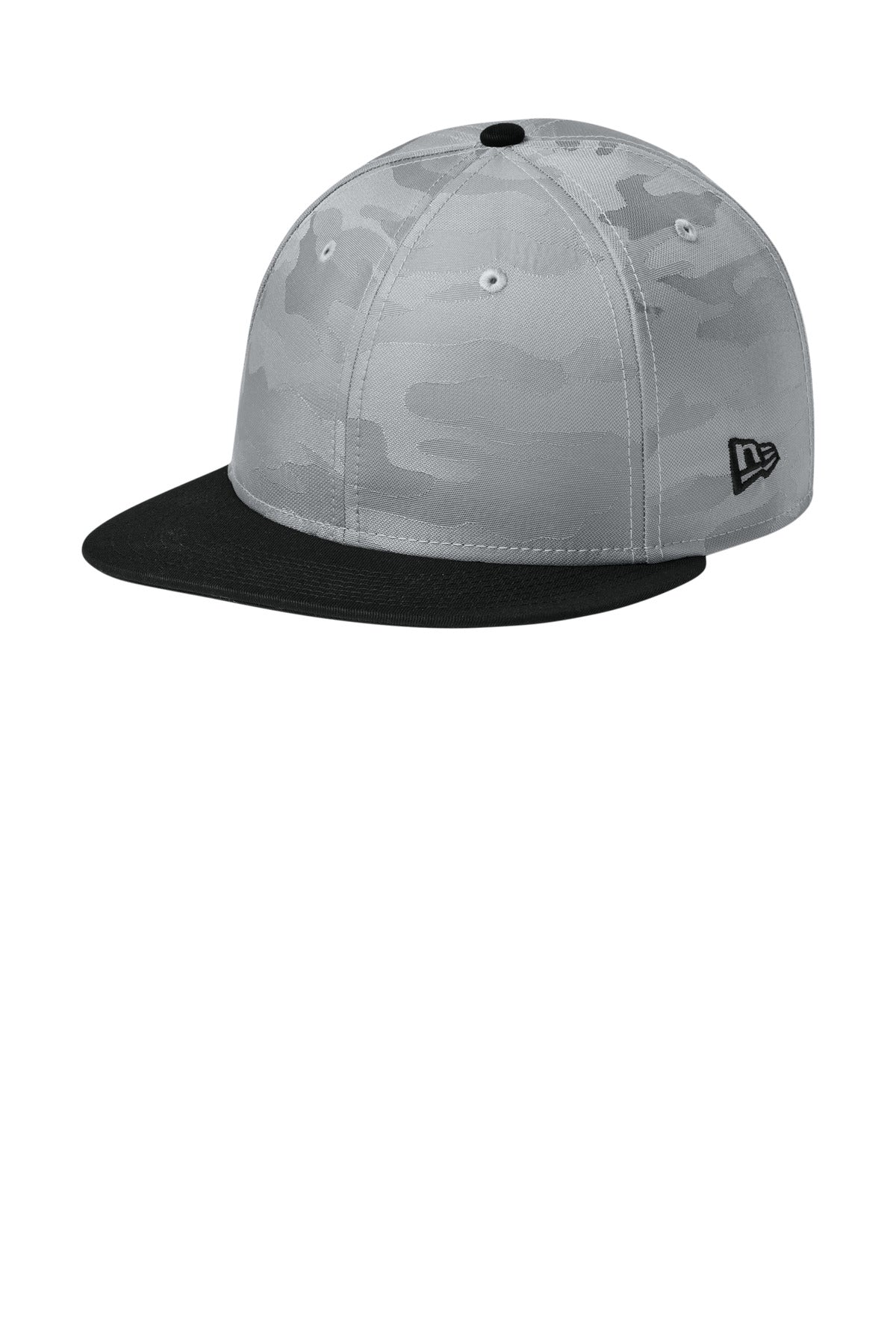 New Era  Camo Flat Bill Snapback Cap NE407 - Flag Black/ Rainstorm Grey Camo