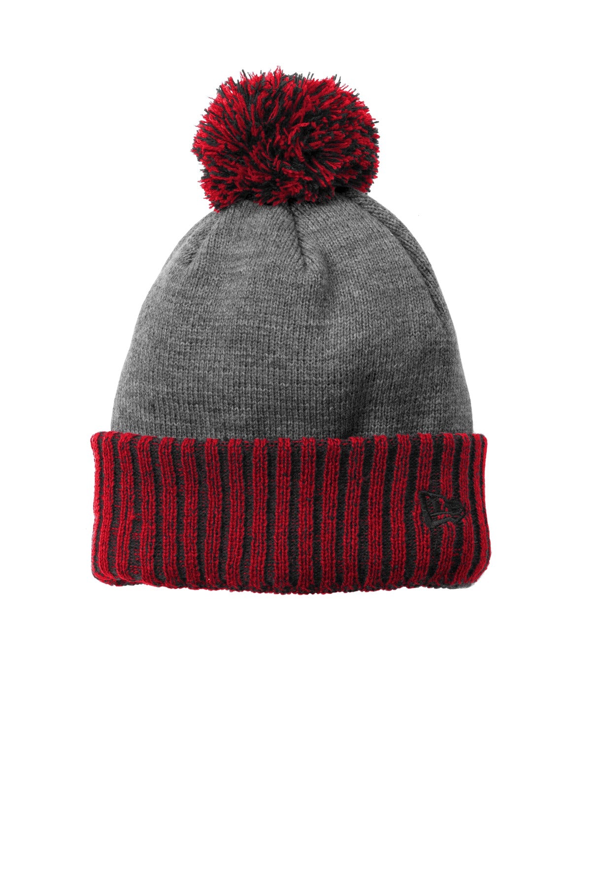 New Era  Colorblock Cuffed Beanie. NE904 - Scarlet/ Heather Grey