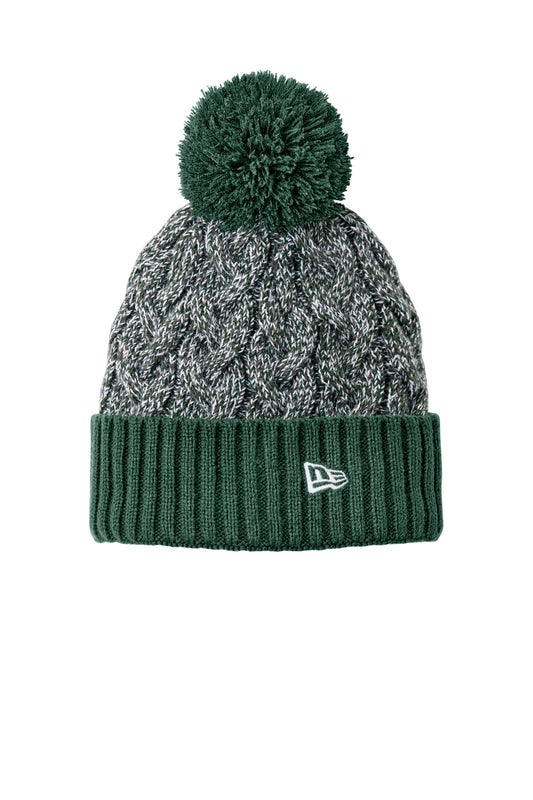 New Era Marled Knit Pom Beanie NE910 - Dark Green/ Graphite/ White