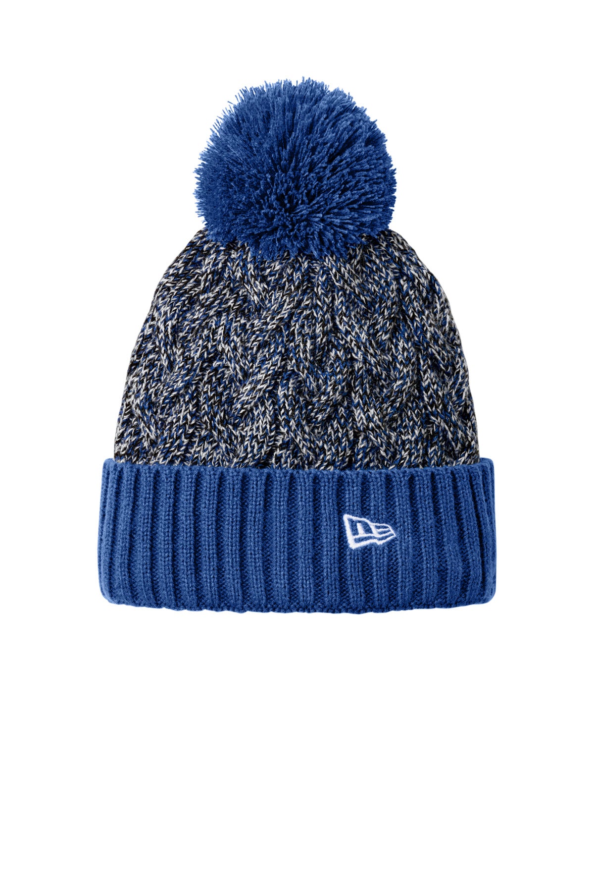 New Era Marled Knit Pom Beanie NE910 - Royal/ Black/ White