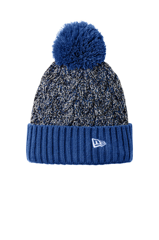 New Era Marled Knit Pom Beanie NE910 - Royal/ Black/ White