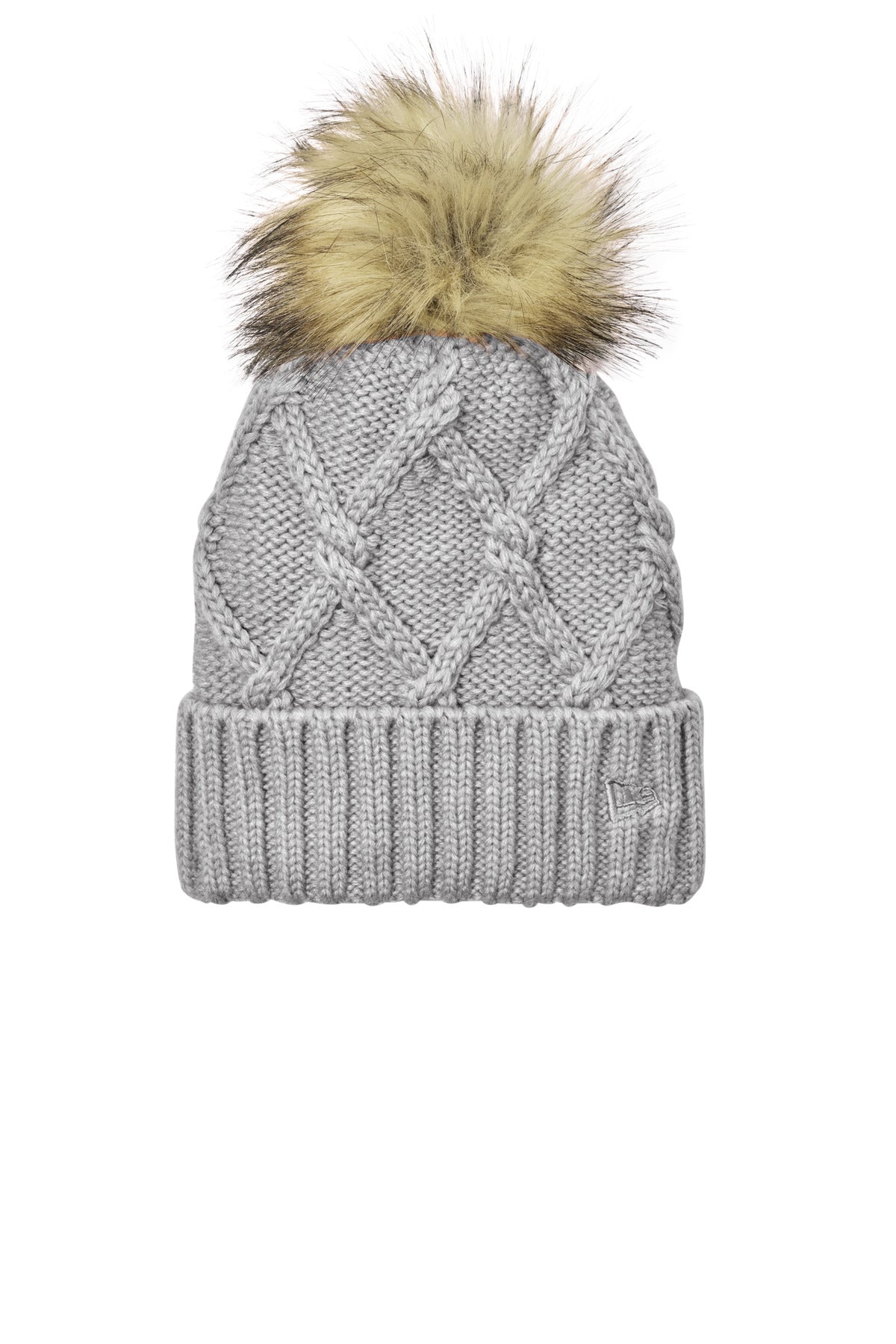 New Era Faux Fur Pom Beanie NE911 - Heather Grey