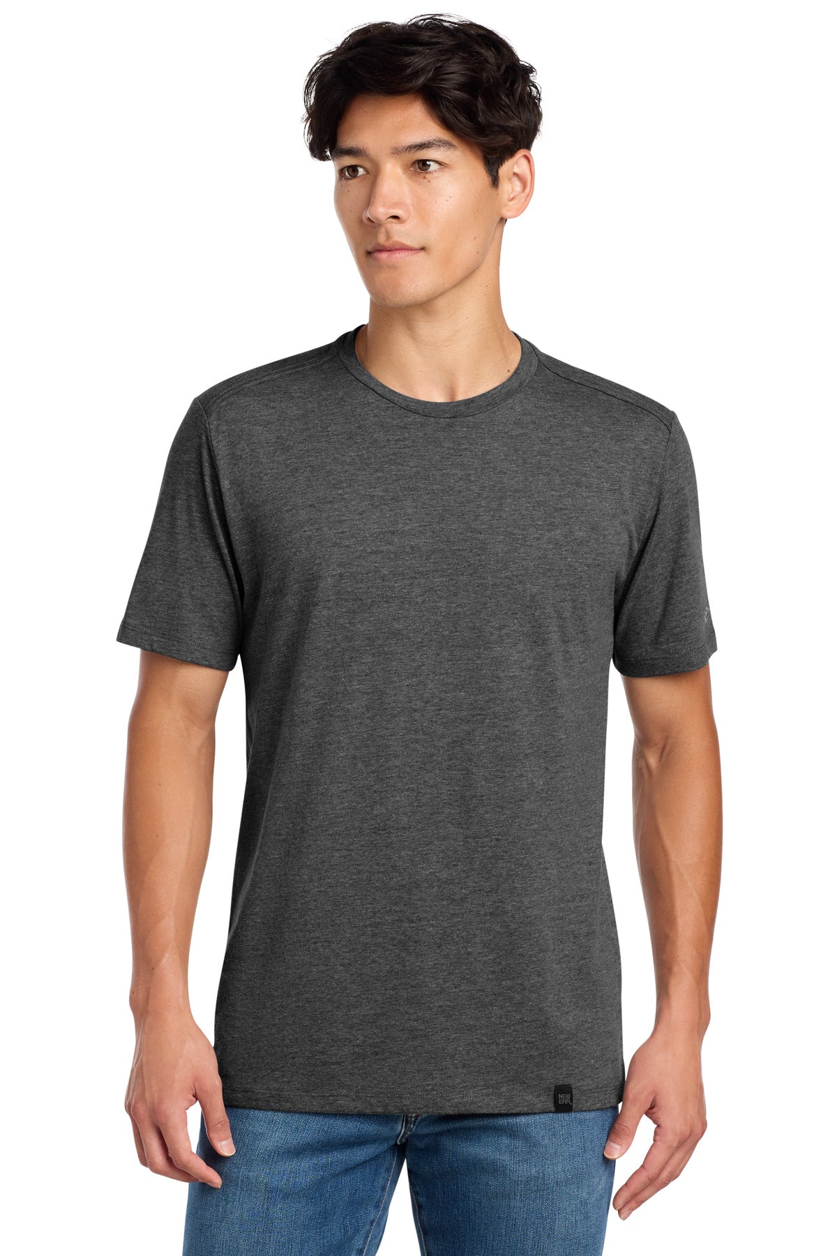 New Era  Heritage Blend Crew Tee. NEA100 - Black Heather