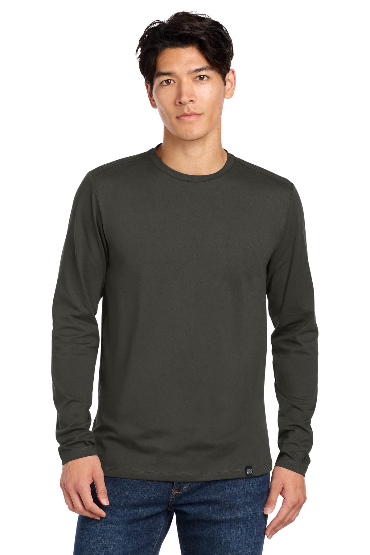 New Era  Heritage Blend Long Sleeve Crew Tee. NEA102 - Graphite
