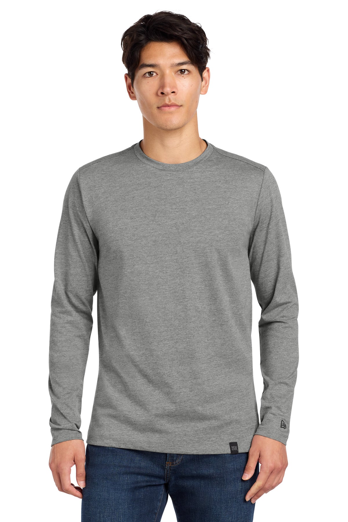 New Era  Heritage Blend Long Sleeve Crew Tee. NEA102 - Shadow Grey Heather