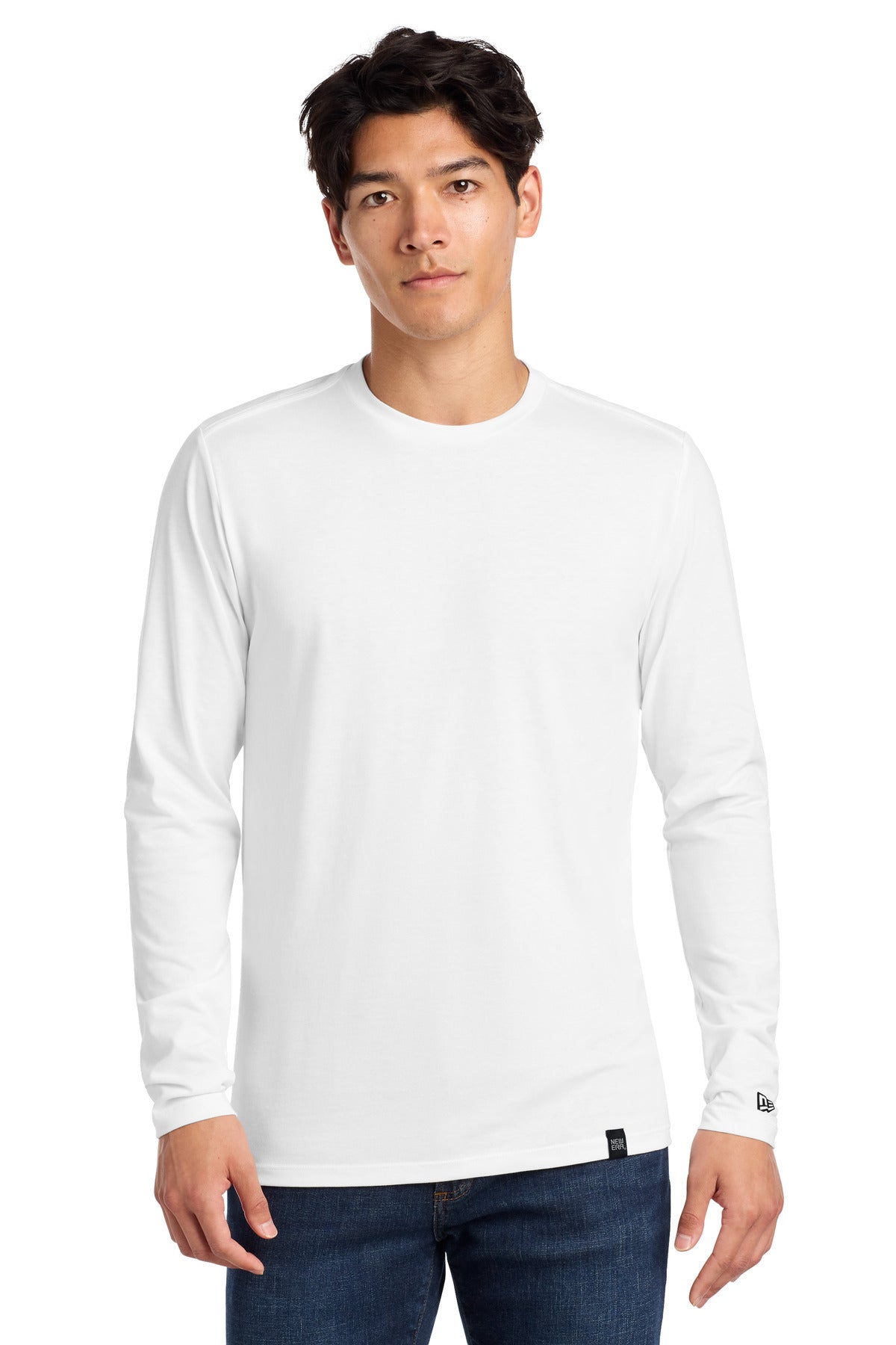 New Era  Heritage Blend Long Sleeve Crew Tee. NEA102 - White