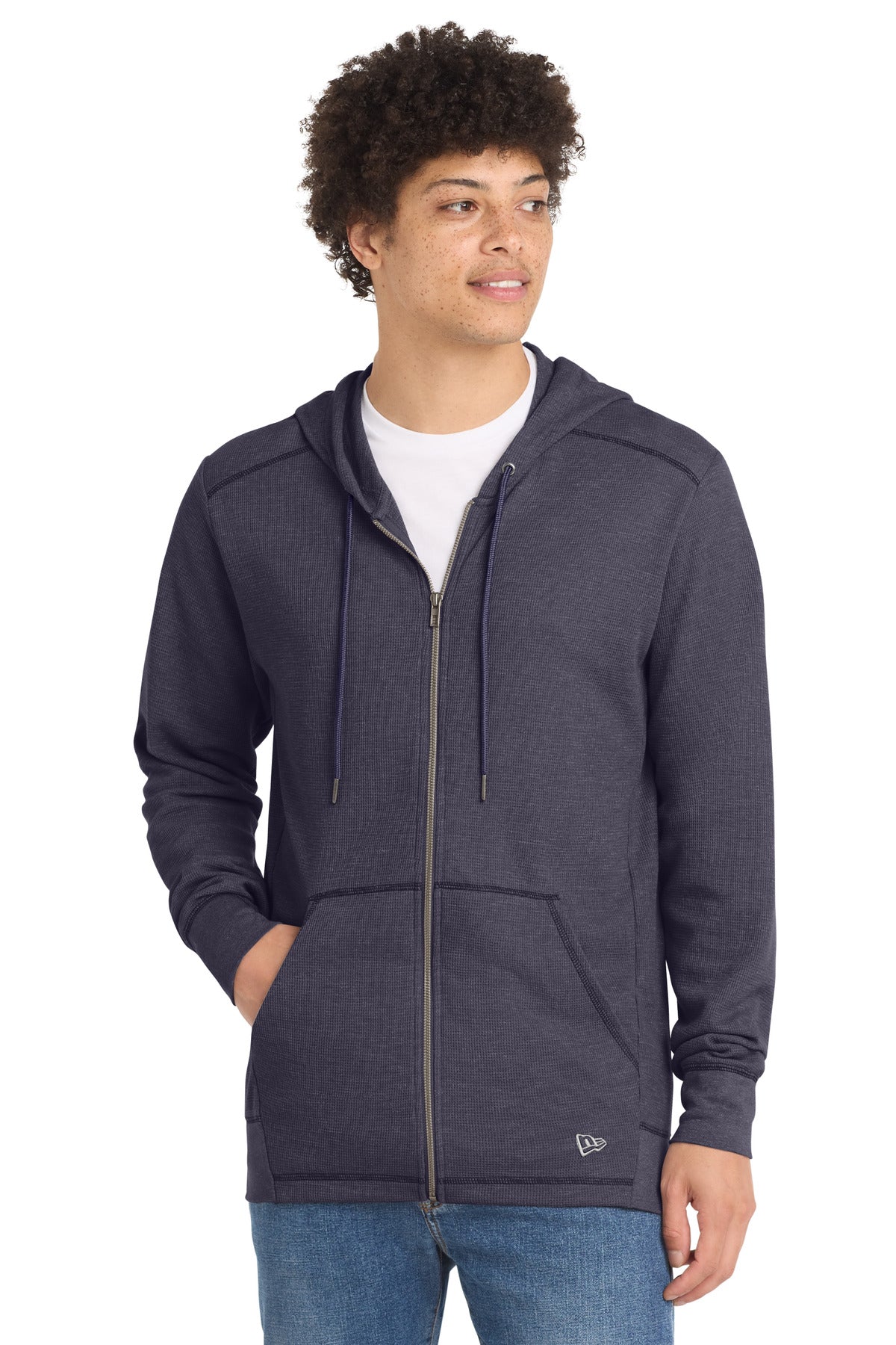 New Era Thermal Full-Zip Hoodie NEA141 - True Navy Heather