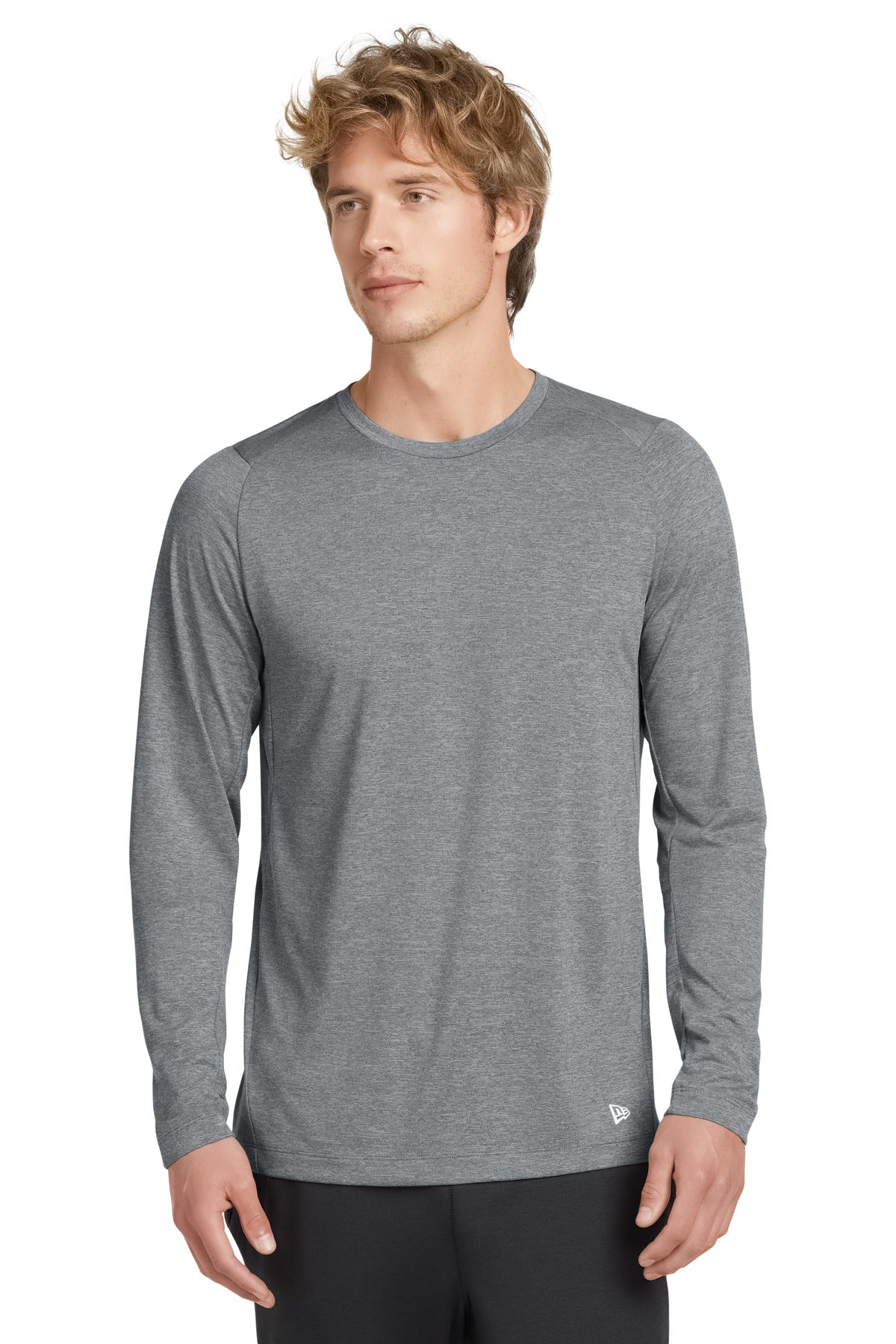 New Era  Series Performance Long Sleeve Crew Tee. NEA201 - Rainstorm Grey
