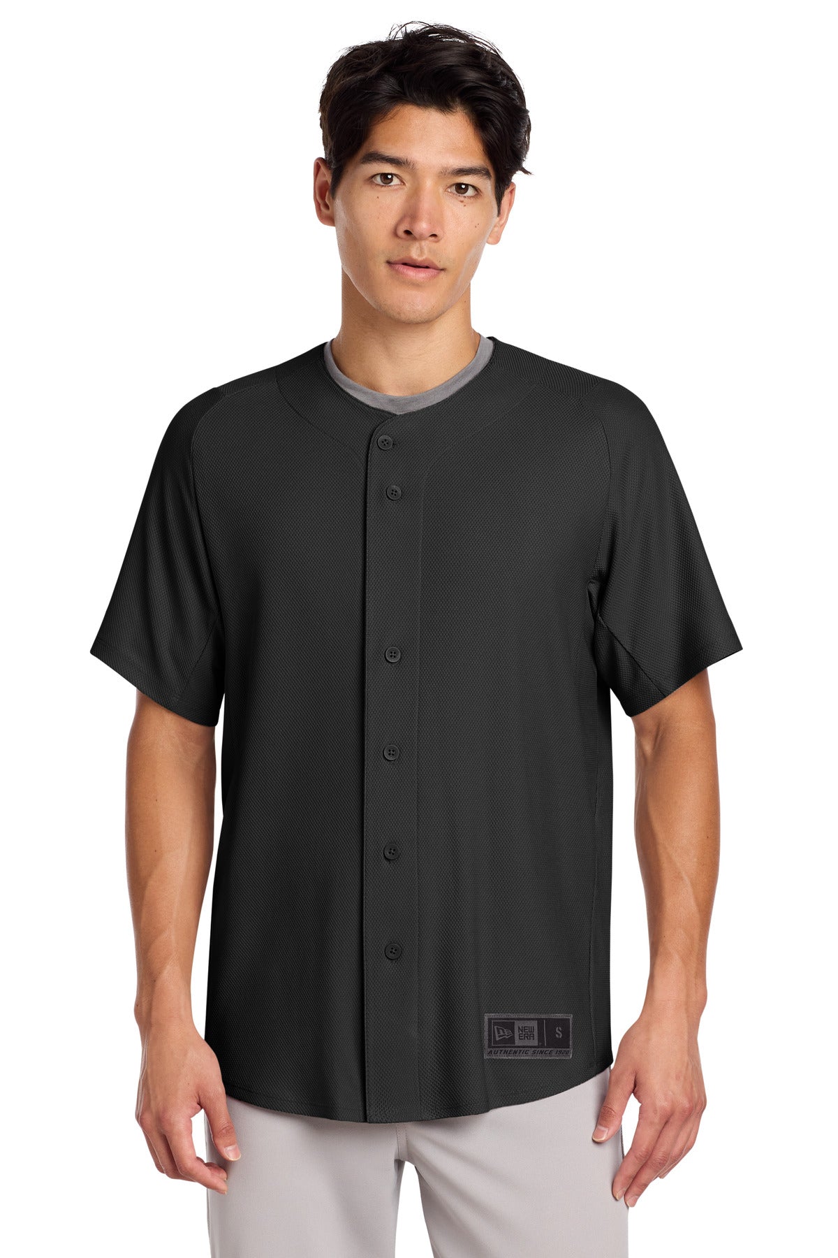 New Era  Diamond Era Full-Button Jersey. NEA220 - Black