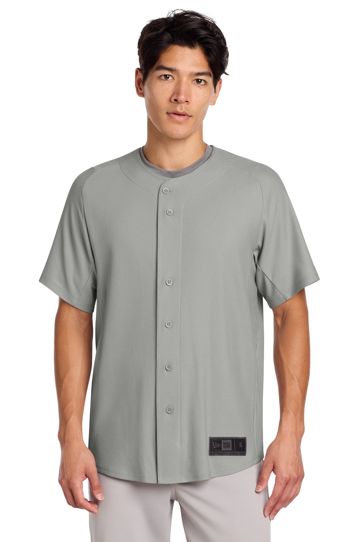 New Era  Diamond Era Full-Button Jersey. NEA220 - Grey